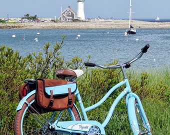 Beach bike, Scituate Light, Scituate, MA, beach decor, coastal, South Shore, Boston, summer theme, lighthouse, archival print, signed