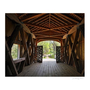 Inside the Comstock Bridge, Easthampton, CT, covered bridge, Connecticut, charming, quaint, New England, home decor, archival signed print image 2