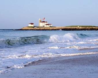 Watch Hill Light, view from East Beach, Rhode Island, beach photography, lighthouse, nautical, New England, coastal, archival print, signed