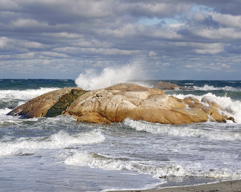 High Tide Surf Pop At Well Rock Scituate MA Ocean Coastal Etsy