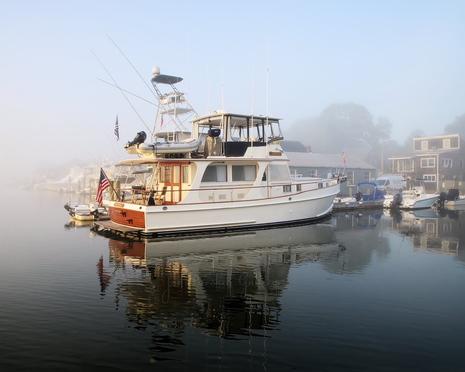 Misty Morning Reflections, Mystic Marina, Mystic, CT, Boats, Coastal