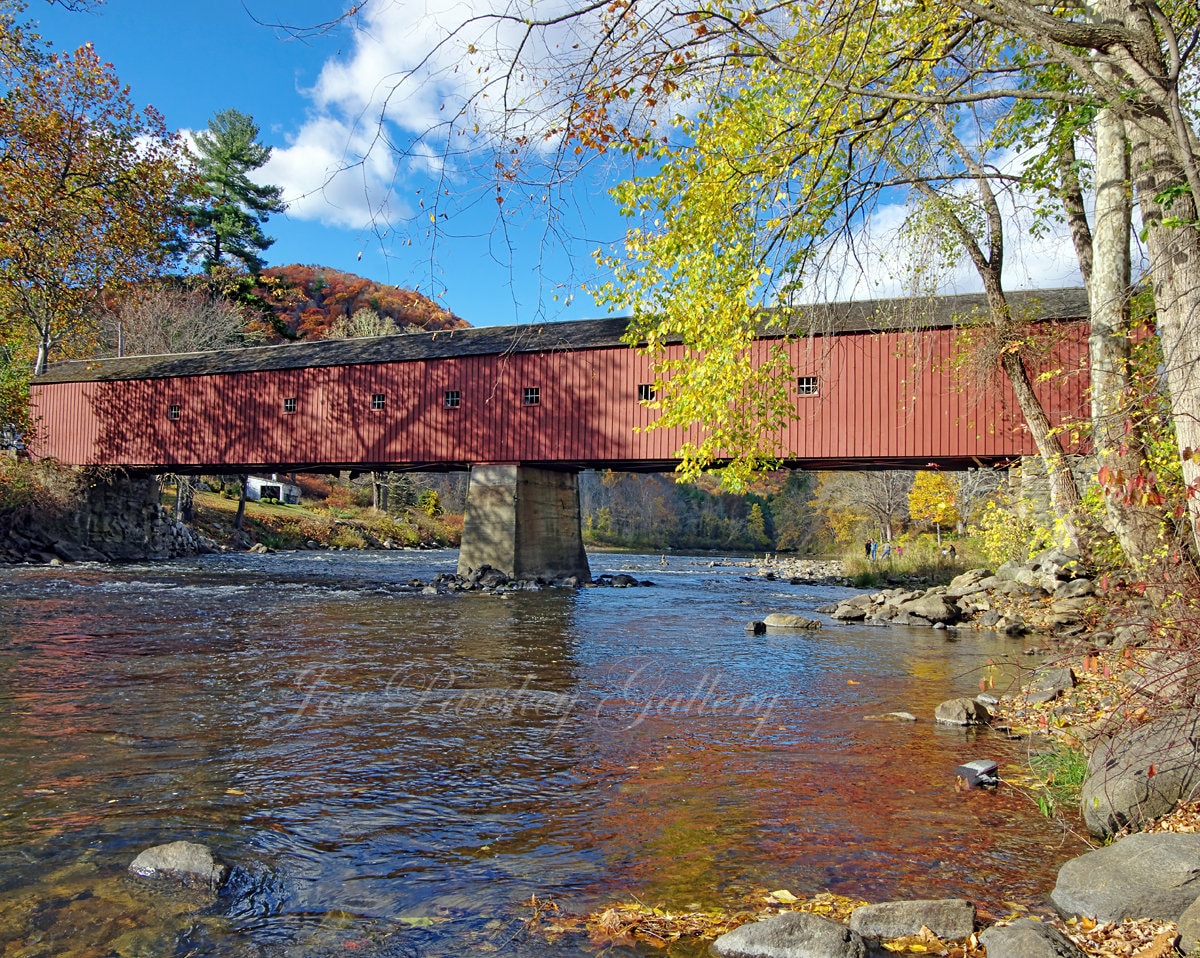 West Cornwall, CT, Covered Bridge, New England, Connecticut, Housatonic River, Autumn Foliage