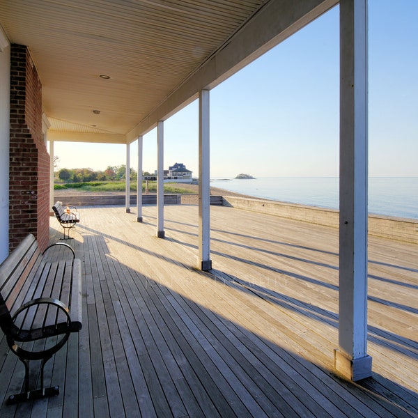 The Surf Club, Madison, Connecticut, shore, East Coast, beach, morning, golden hour, New England, Long Island Sound, archival print, signed