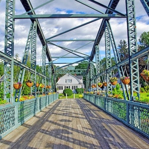 Drake Hill Flower Bridge, Simsbury, CT, Connecticut, flowers, New England, quaint, home decor, wall art, archival print, signed image 1