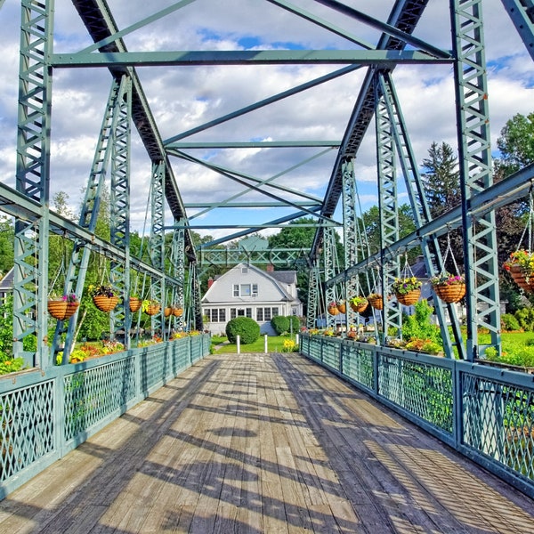 Drake Hill Flower Bridge, Simsbury, CT, Connecticut, flowers, New England, quaint, home decor, wall art, archival print, signed