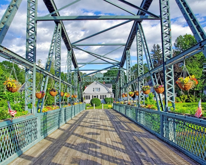 Drake Hill Flower Bridge, Simsbury, CT, Connecticut, flowers, New England, quaint, home decor, wall art, archival print, signed image 1