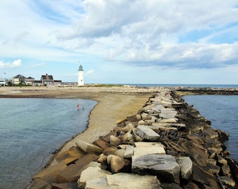 Scituate Light, view from side jetty, Scituate, Massachusetts, lighthouse photos, South Shore, Boston, New England, archival print, signed