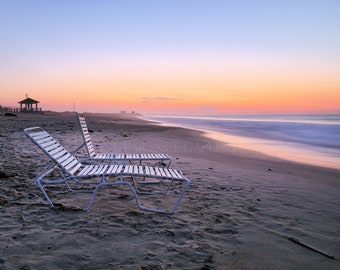Dawn lounger at Misquamicut State Beach, Westerly, Rhode Island, beach photos, landscape photos, seascapes, RI, archival print, singed