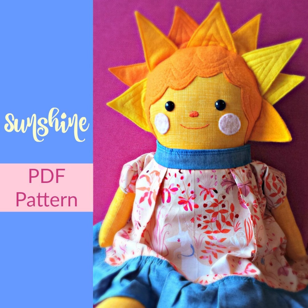 Sunshine Doll and Dress Pattern PDF Pattern Ragdoll Handmade Doll Sun