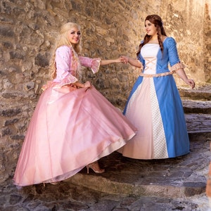 Vestito di carnevale adulta Principessa rosa Aurora Sissi lungo