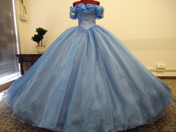 light blue cinderella wedding dress