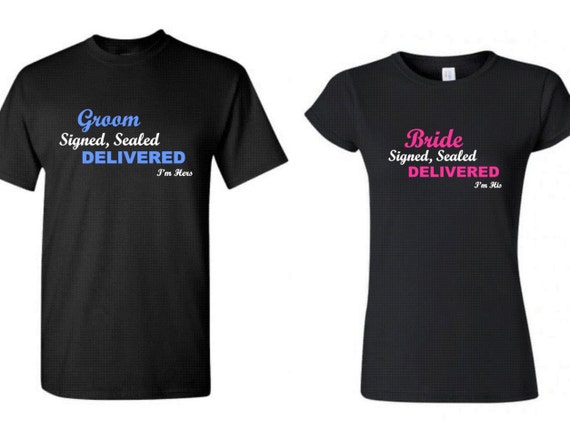 Wedding t shirts for bride and groom funny Clearance