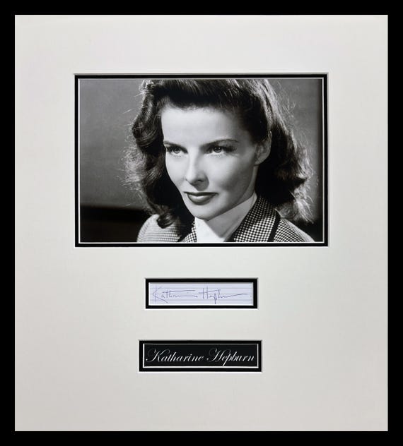 Katharine Hepburn Signed Index Card Museum Framed Ready to Display