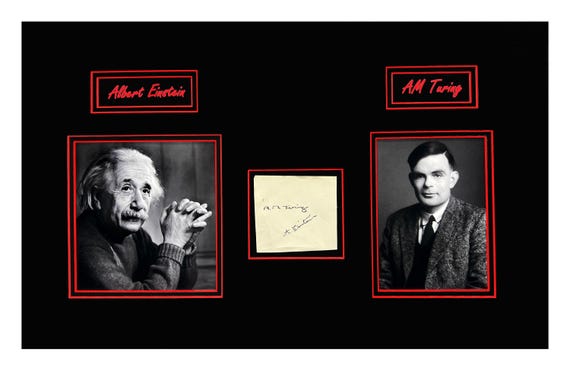 AM Turing & Albert Einstein Autographs Museum Framed Ready to Display
