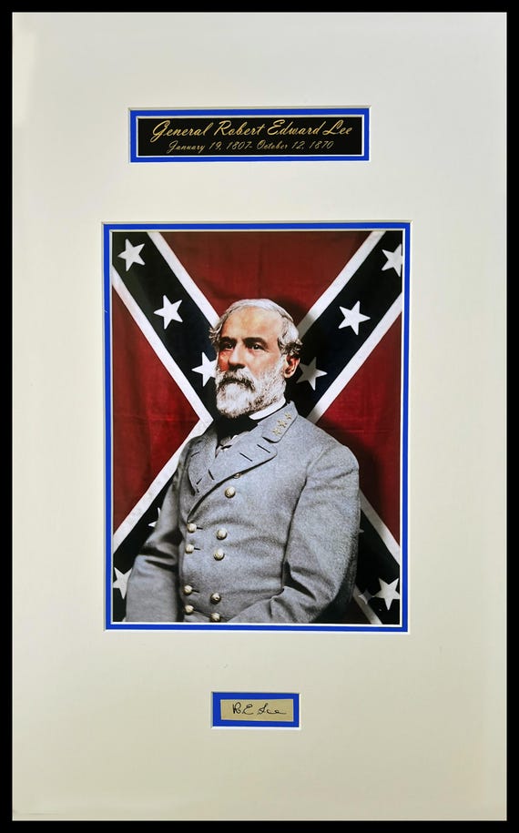 Confederate General Robert E Lee Signature Document Cut Museum Framed