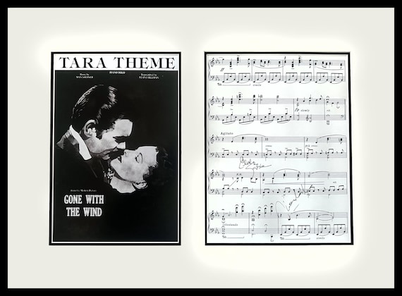 Clark Gable & Vivian Leigh Signatures on Gone With The Wind Sheet Music Museum Framed