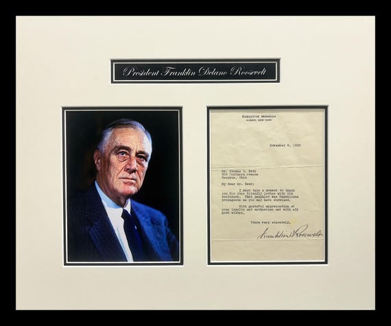 Franklin D. Roosevelt Signed Letter Museum Framed Ready to Display