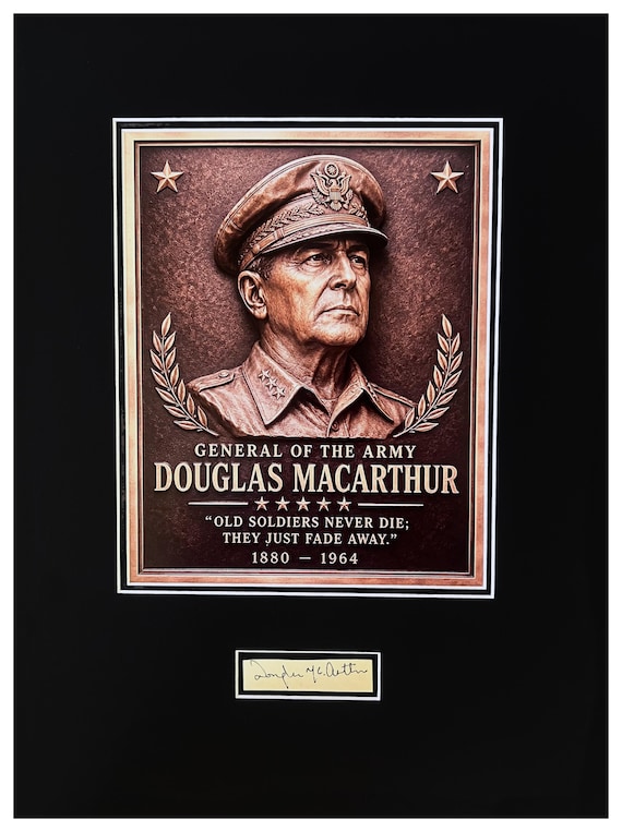 General Douglas MacArthur Signature Cut Museum Framed Ready to Display