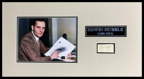 Edwin Hubble Signature Cut Museum Framed Ready to Display