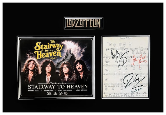 Led Zepplin Signed by all 4 Sheet Music Museum Framed Ready to Display