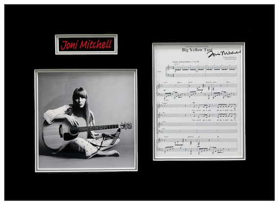 Joni Mitchell Signed Sheet Music Museum Framed Ready to Display