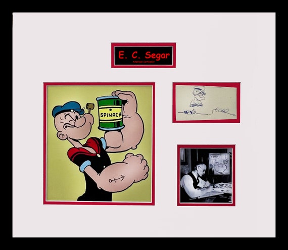 Elzie Crisler Segar Hand Drawing of Popeye-Museum Framed Ready to Display