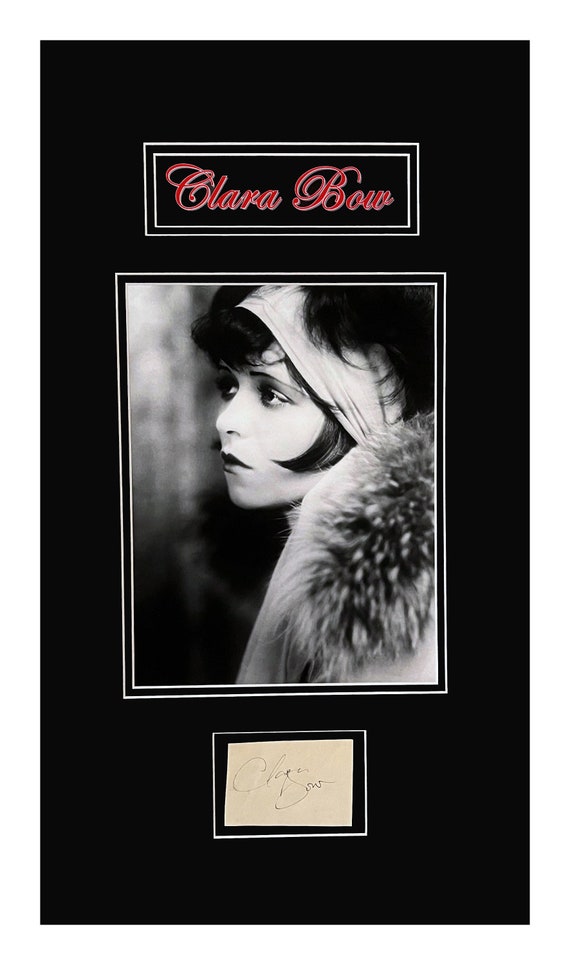 Clara Bow Original Autograph Page Clip Museum Framed Ready to Display