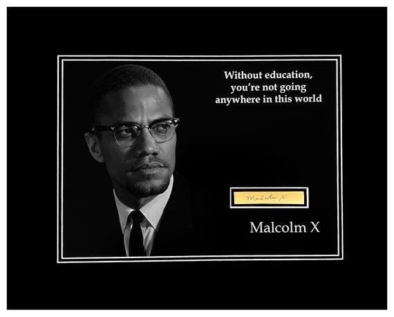 Malcolm X Civil Rights Leader Signature Cut Museum Framed Ready to Display