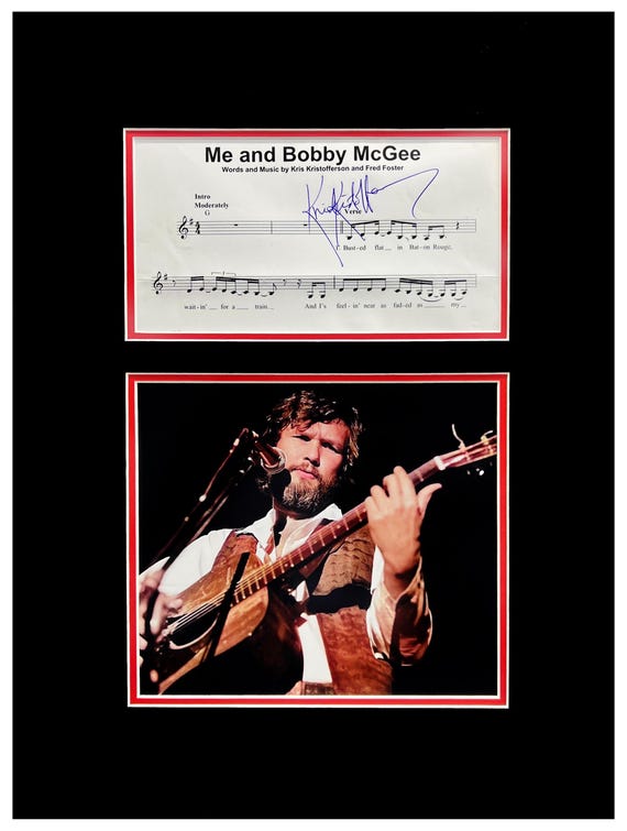 Kris Kristofferson Autographed Sheet Music Cut Museum Framed Ready to Display