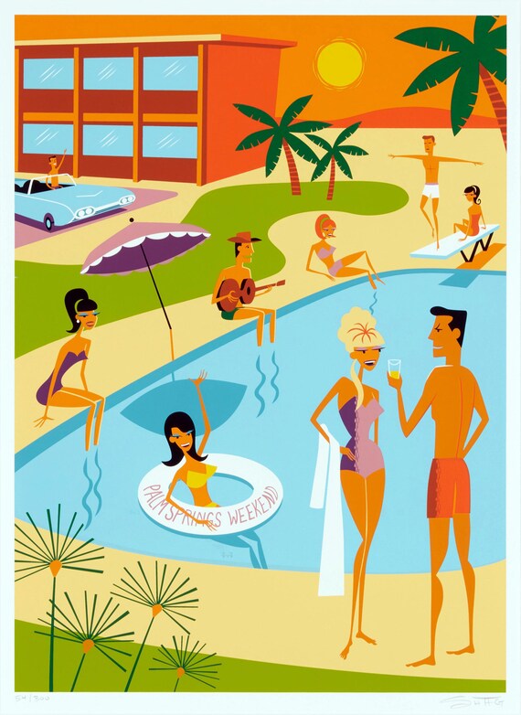 Palm Springs Weekend By Shag Museum Framed Ready to Display