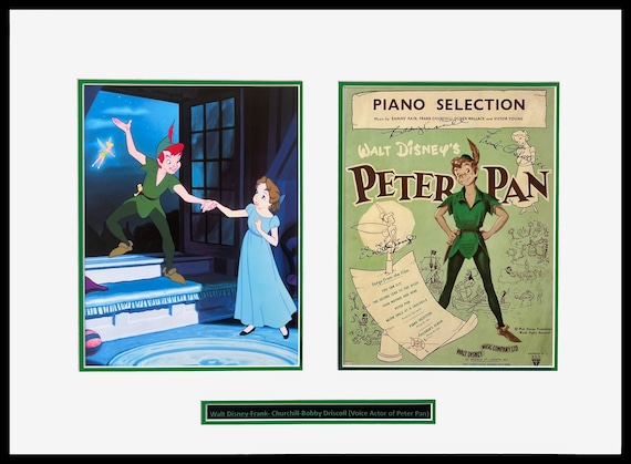 Peter Pan Autographed Sheet Music Cover Signed by Walt Disney-Frank Churchill-Bobby Driscoll (Voice for Peter Pan)
