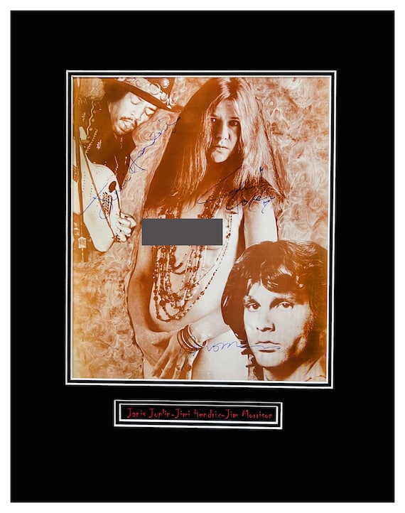 Janis Joplin-Jimi Hendrix-Jim Morrison signed Small Poster Print Museum Framed