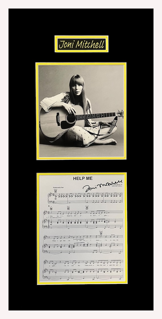 Joni Mitchell Autographed Sheet Music Museum Framed Ready to Display