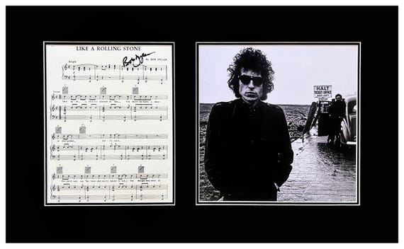 Bob Dylan Signed Sheet Music Museum Framed Ready to Display