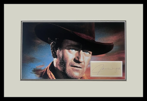John Wayne Autograph Book Page Cut Museum Framed Ready to Display