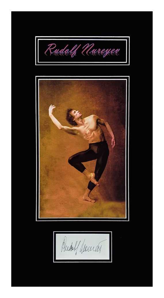 RUDOLF NUREYEV Signed Card with Beautiful Photograph Museum Framed Double Matted Ready