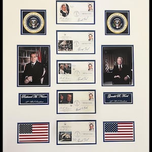 Richard Nixon First Day Covers 1995 Signed-President Ford Framed Ready to Hang