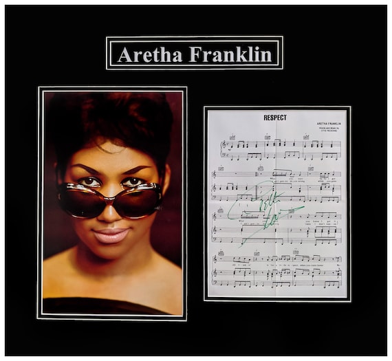 Aretha Franklin Original Autographed Music Sheet Museum Framed Ready to Hang