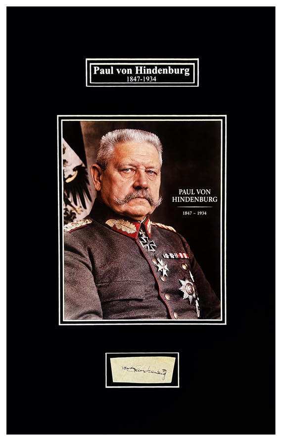 Paul von Hindenburg Signature Cut Museum Framed Ready to Display