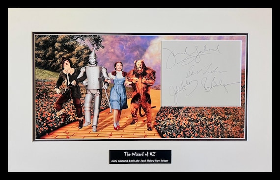 Judy Garland-Bert Lahr-Jack Haley-Ray Bolger Signatures Museum Framed