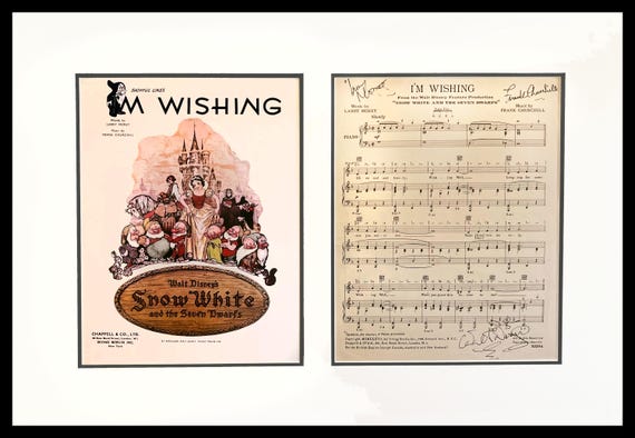 Walt Disney Signature plus 2 other Signed Sheet Music Museum Framed