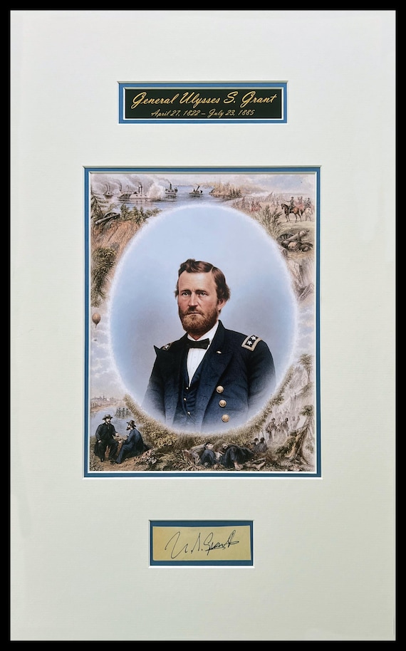 General Ulysses S. Grant Signed Document Cut Museum Framed Ready to Display