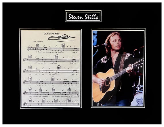Steven Stills Signed Sheet Music Museum Framed Ready to Display