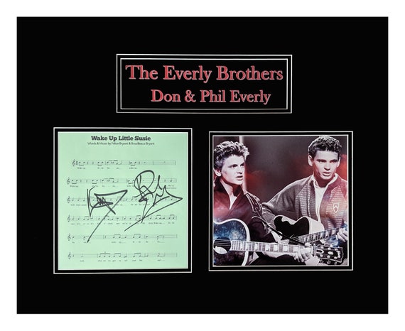 Everly Brothers Signed Sheet Music Double Matted and Museum Framed Ready to Hang