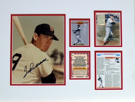 Ted Williams Original Autograph Photograph with Card Matted Museum Framed Ready to Hang