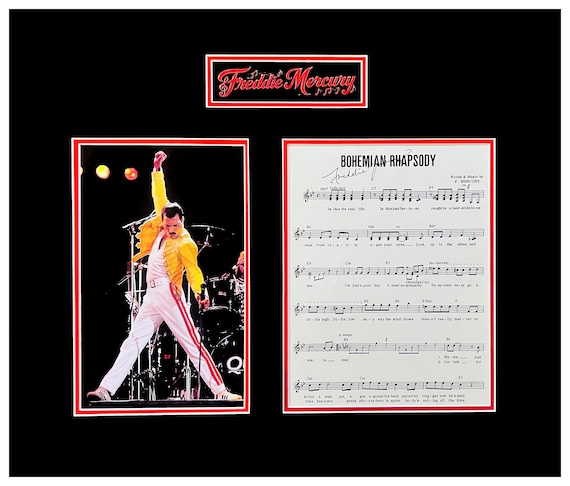 Freddie Mercury "QUEEN" Signed Sheet Music Museum Framed Ready to Display