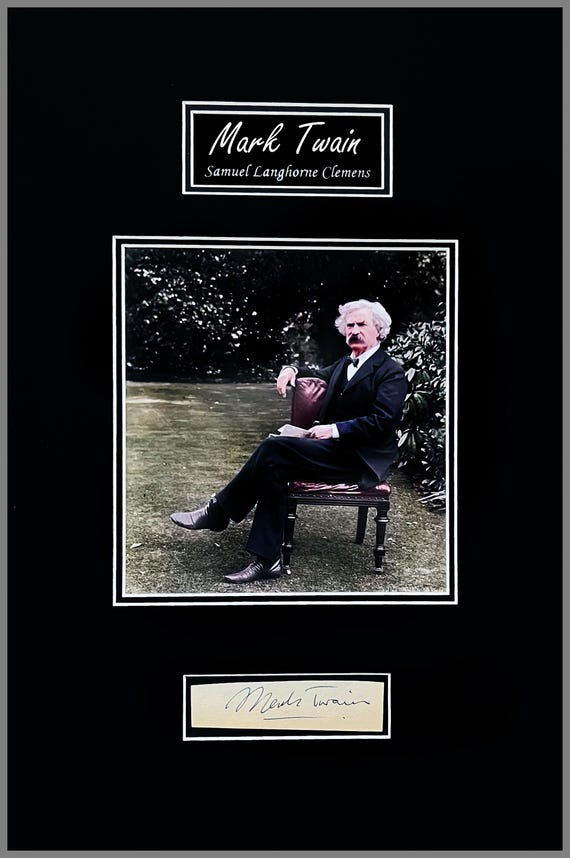 Mark Twain Signature Cut Museum Framed Ready to Display