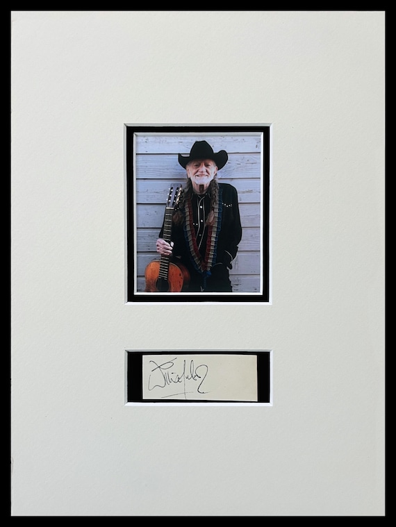 Willie Nelson Autograph Book Page Cut Museum Framed Ready to Display