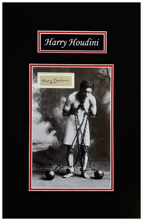 Harry Houdini Document Cut Signature Museum Framed Ready to Display