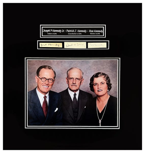 Joseph P. Kennedy-Patrick J. Kennedy-Rose Kennedy Signatures Museum Framed